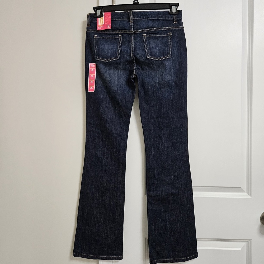 Old Navy Bootcut Jeans Girls 16 Dark Wash Stretch Adjustable Waist Denim Y2K NWT - Picture 9 of 9